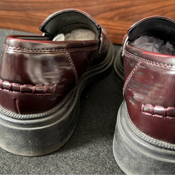 Zara Chunky Penny Loafers Wine Deep Burgundy Women’s Size 7.5 Or 38 - Picture 7 of 13